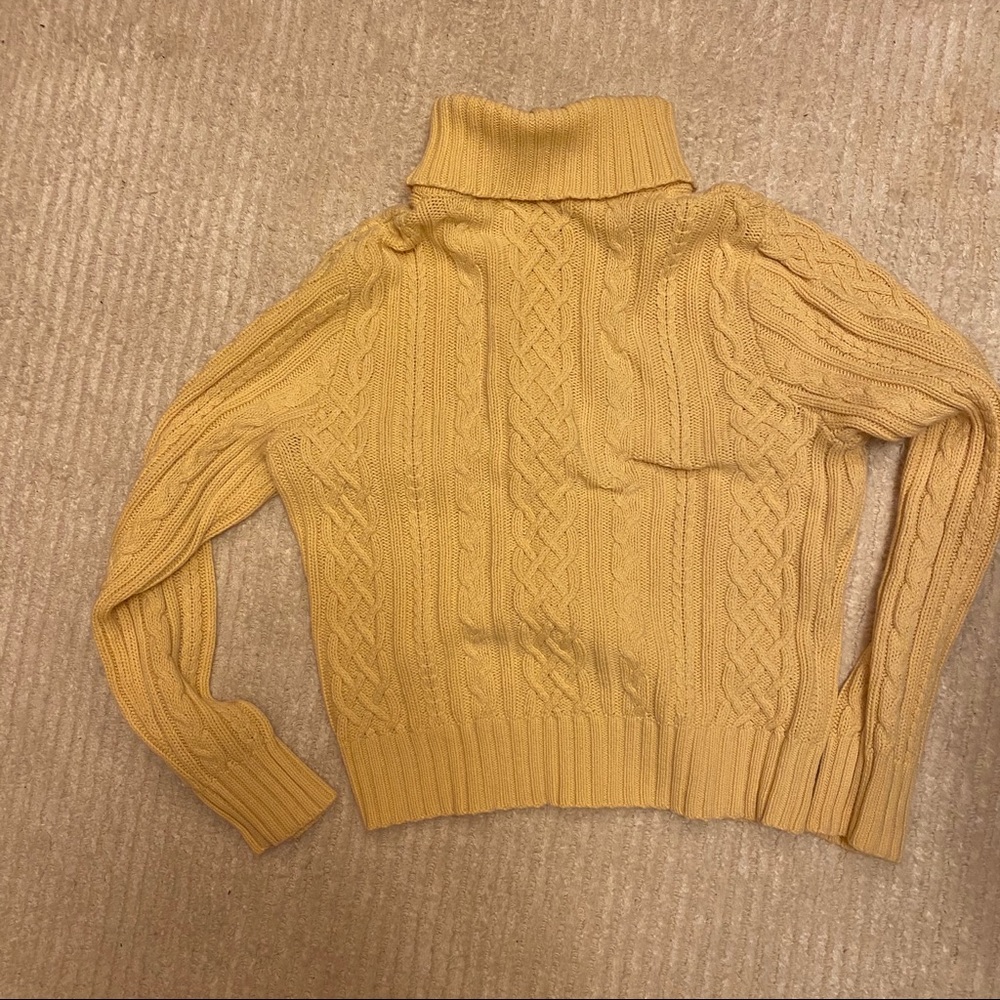 Vintage yellow cable knit sweater turtleneck XS/S
